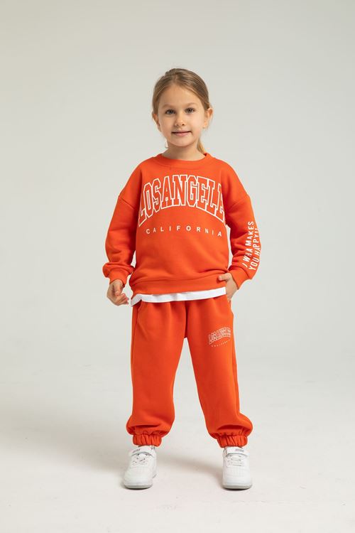 LOSANGELES BEYAZ ETEK DETAYLI KIZ ÇOCUK EŞOFMAN TAKIMI