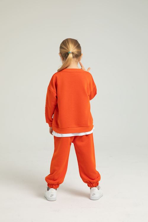 LOSANGELES BEYAZ ETEK DETAYLI KIZ ÇOCUK EŞOFMAN TAKIMI