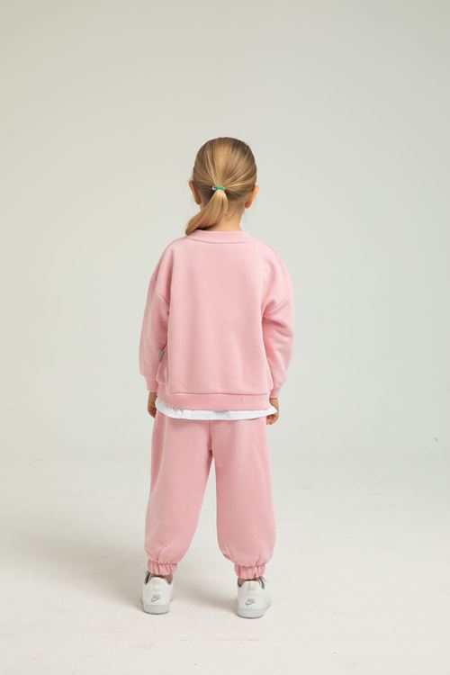 LOSANGELES BEYAZ ETEK DETAYLI KIZ ÇOCUK EŞOFMAN TAKIMI