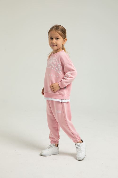 LOSANGELES BEYAZ ETEK DETAYLI KIZ ÇOCUK EŞOFMAN TAKIMI