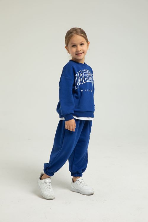 LOSANGELES BEYAZ ETEK DETAYLI KIZ ÇOCUK EŞOFMAN TAKIMI