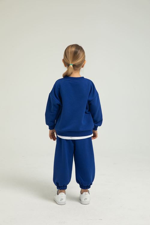 LOSANGELES BEYAZ ETEK DETAYLI KIZ ÇOCUK EŞOFMAN TAKIMI