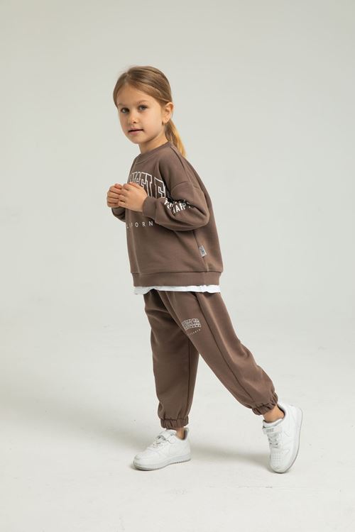 LOSANGELES BEYAZ ETEK DETAYLI KIZ ÇOCUK EŞOFMAN TAKIMI