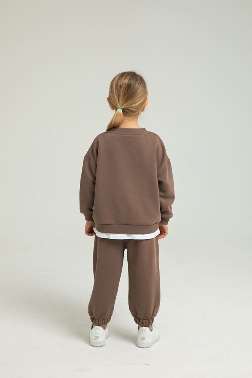 LOSANGELES BEYAZ ETEK DETAYLI KIZ ÇOCUK EŞOFMAN TAKIMI