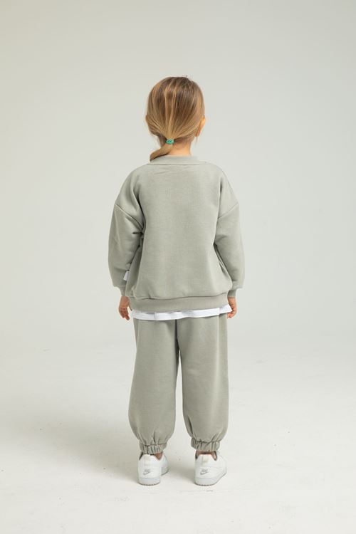 LOSANGELES BEYAZ ETEK DETAYLI KIZ ÇOCUK EŞOFMAN TAKIMI