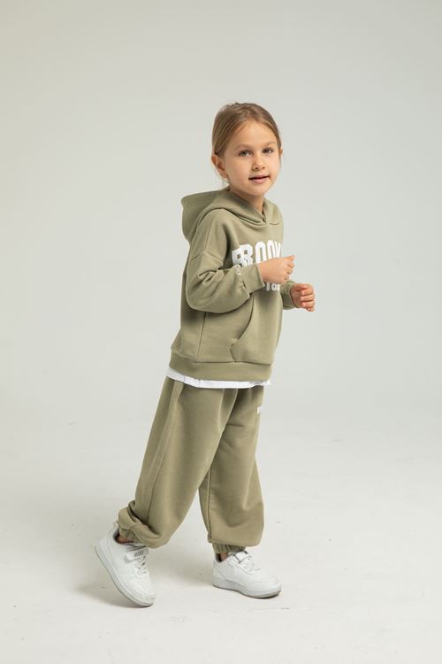 BROOKLYN BEYAZ ETEK DETAYLI KIZ ÇOCUK EŞOFMAN TAKIMI