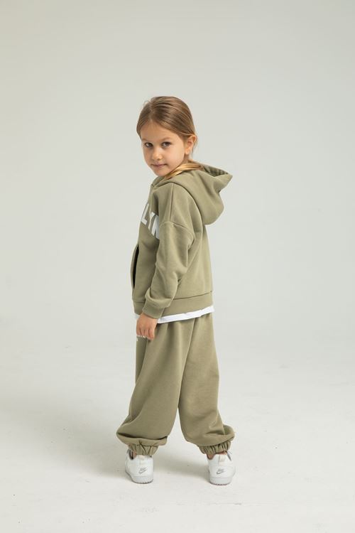 BROOKLYN BEYAZ ETEK DETAYLI KIZ ÇOCUK EŞOFMAN TAKIMI