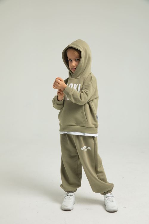 BROOKLYN BEYAZ ETEK DETAYLI KIZ ÇOCUK EŞOFMAN TAKIMI