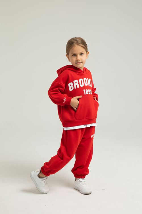 BROOKLYN BEYAZ ETEK DETAYLI KIZ ÇOCUK EŞOFMAN TAKIMI