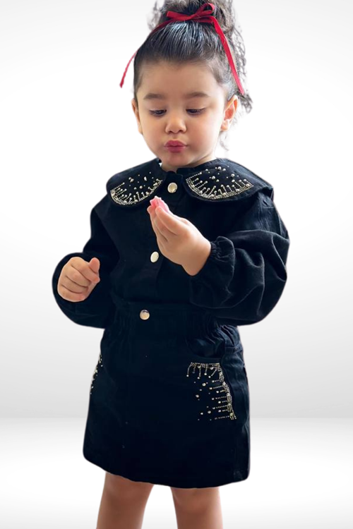 3-10 YAŞ KIZ ÇOCUK TAŞ DETAYLI KOT ETEKLİ TAKIM