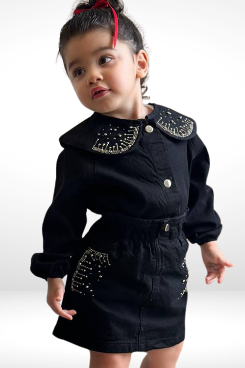 3-10 YAŞ KIZ ÇOCUK TAŞ DETAYLI KOT ETEKLİ TAKIM