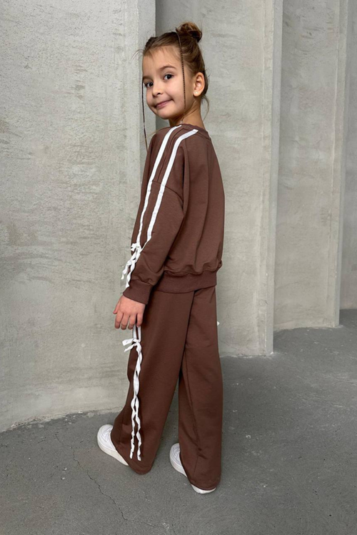 ŞERİT FİYONK DETAYLI KIZ ÇOCUK MEVSİMLİK TAKIM