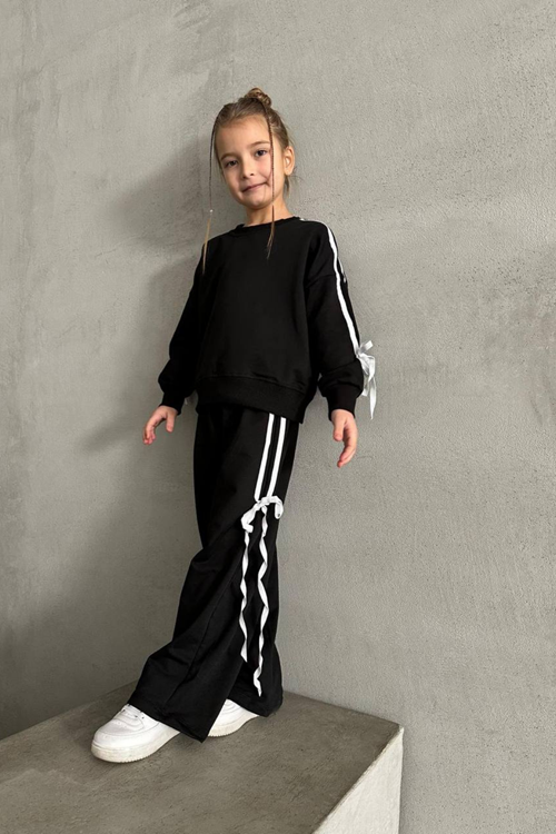 ŞERİT FİYONK DETAYLI KIZ ÇOCUK MEVSİMLİK TAKIM