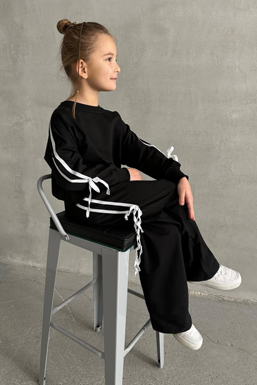 ŞERİT FİYONK DETAYLI KIZ ÇOCUK MEVSİMLİK TAKIM