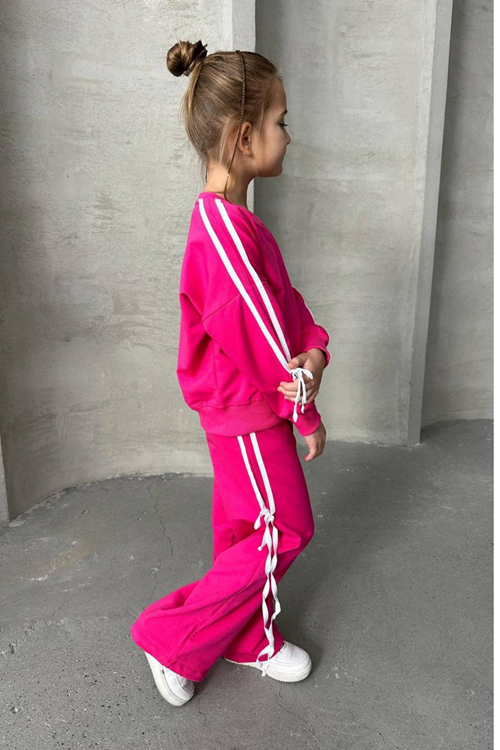 ŞERİT FİYONK DETAYLI KIZ ÇOCUK MEVSİMLİK TAKIM