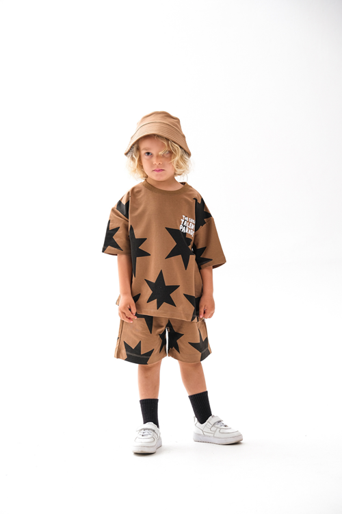 Şapkalı Yıldız Baskılı Üçlü Takım 4-10 Yaş 