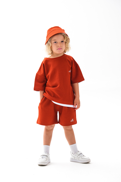 Balıkçı Şapkalı Üçlü Takım 4-10 Yaş Kremit