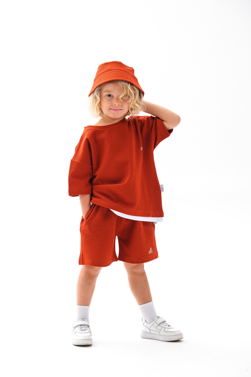 Balıkçı Şapkalı Üçlü Takım 4-10 Yaş Kremit