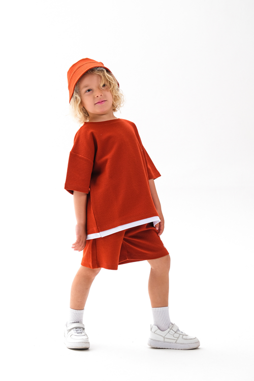 Balıkçı Şapkalı Üçlü Takım 4-10 Yaş Kremit