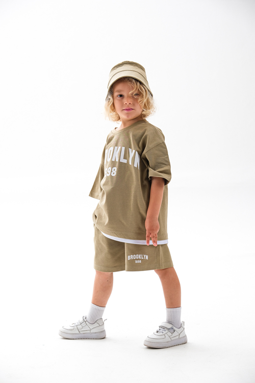 Balıkçı Şapkalı Üçlü Takım 4-10 Yaş Küf Yeşili 