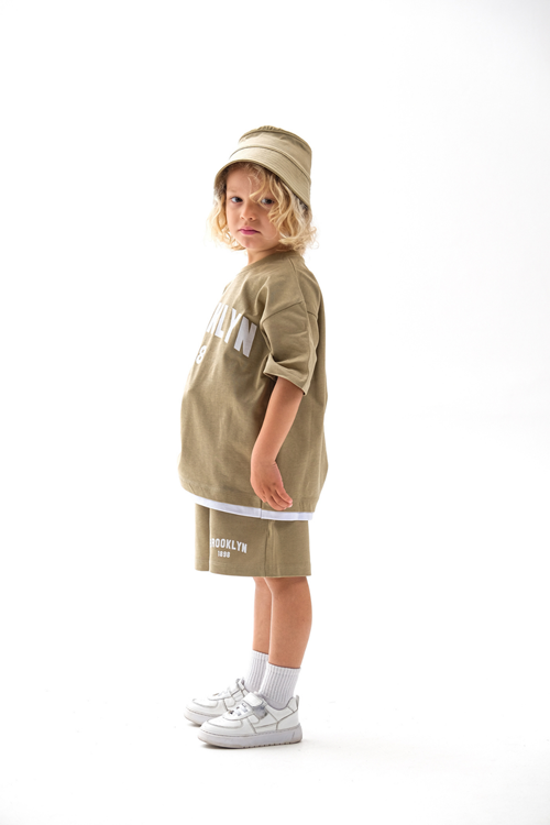 Balıkçı Şapkalı Üçlü Takım 4-10 Yaş Küf Yeşili 