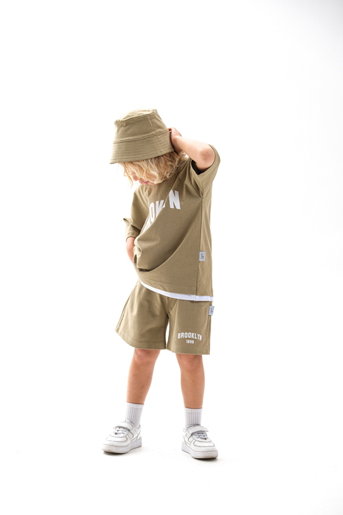 Balıkçı Şapkalı Üçlü Takım 4-10 Yaş Küf Yeşili 