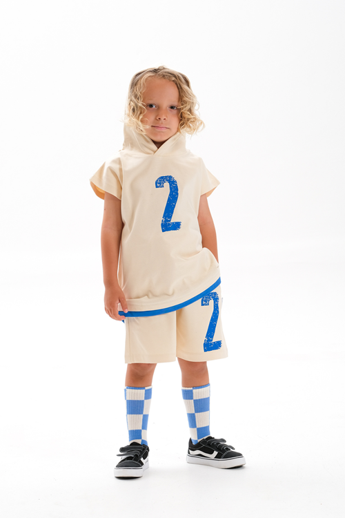 Kapşonlu Sıfır Kol Takım 4-10 Yaş Kutup Beyazı 