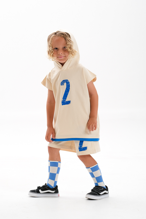 Kapşonlu Sıfır Kol Takım 4-10 Yaş Kutup Beyazı 