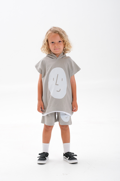 Sıfır Kol Kapüşonlu Takım Gri 4-10 Yaş