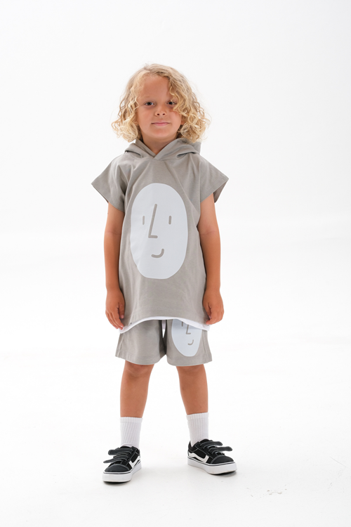 Sıfır Kol Kapüşonlu Takım Gri 4-10 Yaş