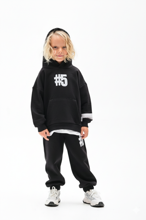 UNİSEX 4-10 YAŞ ETEK PARÇA DETAYLI KABARTMA BASKILI ÇOCUK TAKIM