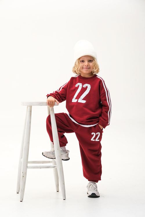 NO22 KOL ŞERİTLİ BEYAZ ETEK DETAYLI 4-12 YAŞ EŞOFMAN TAKIMI