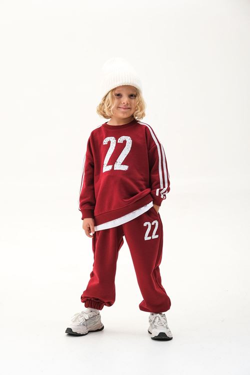 NO22 KOL ŞERİTLİ BEYAZ ETEK DETAYLI 4-12 YAŞ EŞOFMAN TAKIMI