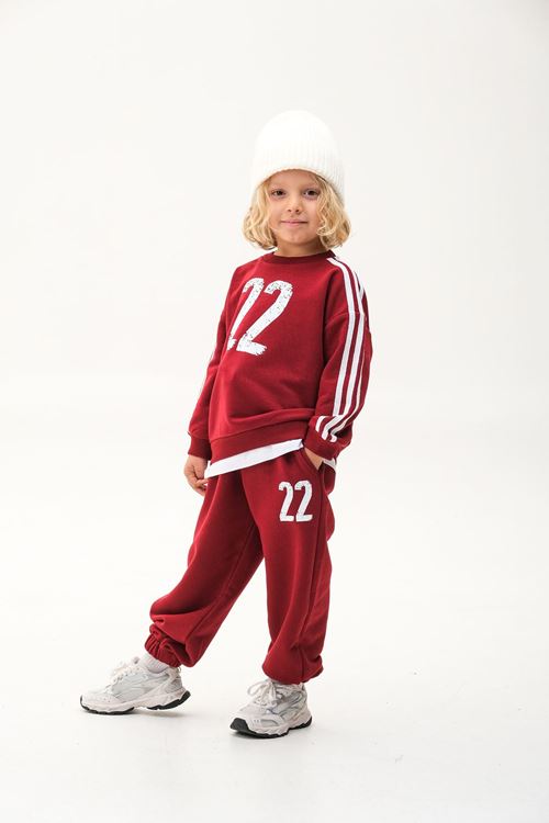 NO22 KOL ŞERİTLİ BEYAZ ETEK DETAYLI 4-12 YAŞ EŞOFMAN TAKIMI