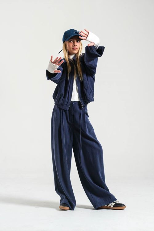 9-15 Yaş Tencel Fermuarlı Ceket & Wide-Leg Pantolon Kombini