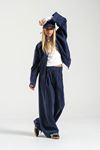 9-15 Yaş Tencel Fermuarlı Ceket & Wide-Leg Pantolon Kombini